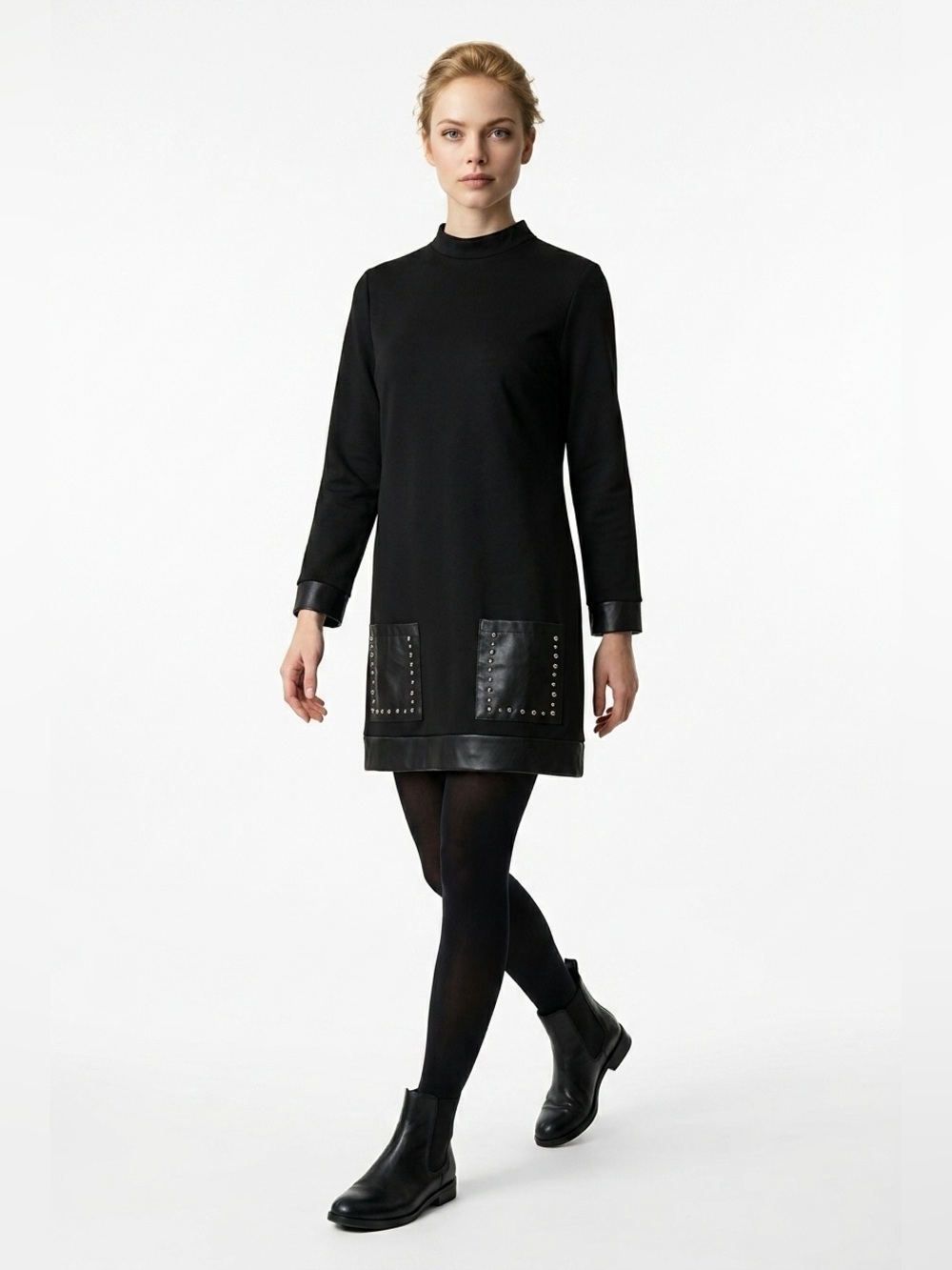 ✌️4 for $20✌️ Vegan leather trim shift dress